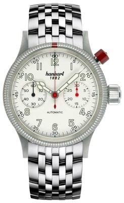 Hanhart PIONEER Mk I Automatic Chronograph (40mm) Antique White Dial / Stainless Steel Bracelet 714.200-6428