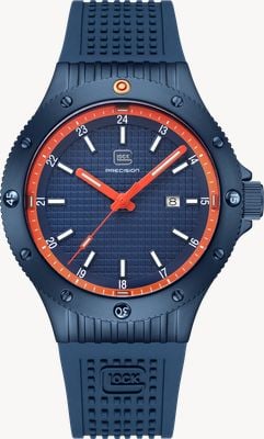 GLOCK Precision Date Quartz (44mm) Blue Textured Dial / Blue Silicone RTF Strap GW-33-2-24