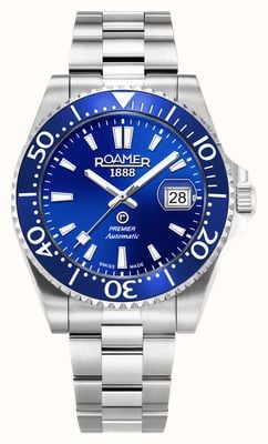 Roamer Premier Automatic (42mm) Blue Sunray Dial / Stainless Steel Bracelet 986983 41 45 21