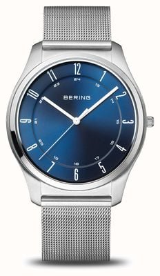 Bering Ultra-Slim Quartz (40mm) Blue Sunray Dial / Stainless Steel Mesh Bracelet 18340-307