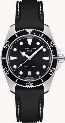 Certina DS Action Quartz (40mm) Black Dial / Black Rubber Strap C0484101705100