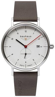 Bauhaus Classic Small-Seconds Quartz (41mm) White Dial / Brown Leather Strap 21301