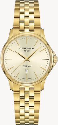 Certina DS-8 Lady (31mm) Gold Dial / Gold PVD Stainless Steel Bracelet C0450103336100