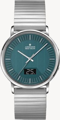 Junghans Milano Mega Solar Radio-Controlled (39.2mm) Green Glass Solar Cell Dial / Stainless Steel Bracelet 56/4621.44