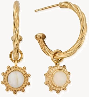 ChloBo New Hope Hoop Earrings | Gold Plated | Opal Charm GEH3305
