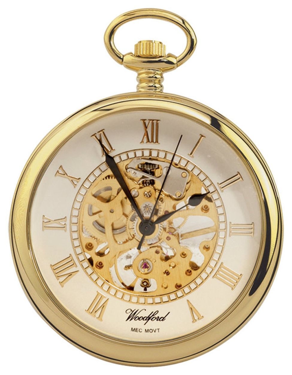 Image of Woodford 1030 | Open Face | Gold Plated | Skeleton | Pocket Watch