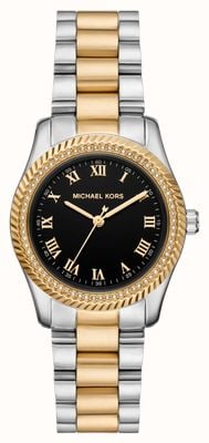 Michael Kors Mini Lexington Quartz (33mm) Black Dial / Two-Tone Stainless Steel Bracelet MK7625