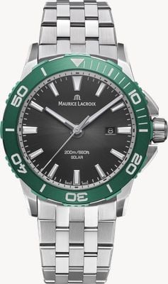 Maurice Lacroix Pontos S Solar Date (42mm) Black Smoked Translucid Dial / Stainless Steel Bracelet Watch PT1008-SSL52-330-1