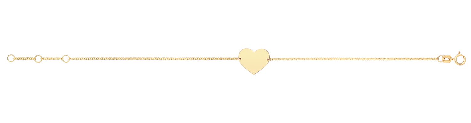 Treasure House BR668 Ladies 9ct Yellow Gold 7"" Heart ID Jewellery