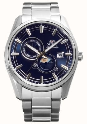 Orient Stretto Sun & Moon Automatic (41.5mm) Blue Dial / Stainless Steel Bracelet RA-AK0315L30B