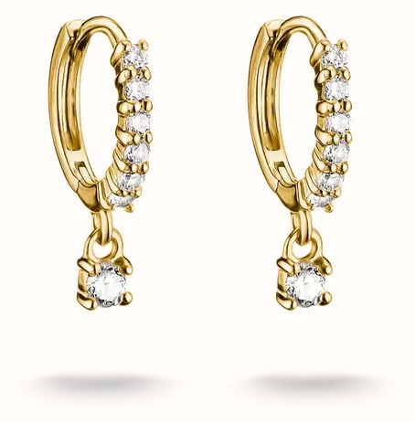 Thomas Sabo 18ct Gold Plated Classic Brilliant Cut Zirconia Hoop Earrings CR781-M01-14 - alternate view 3