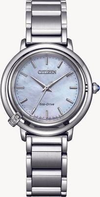Citizen Women's L Eco-Drive (31mm) Mother-of-Pearl Dial / Stainless Steel Bracelet and Black Leather Strap EM1090-60D