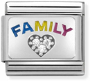 Nomination Classic Family Heart Stainless Steel Enamel Cub. Zirc And Sterling Silver Silver Charm 330306/08