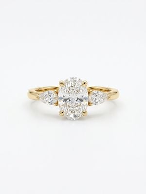 Bass International Diamond Jewel 18ct Yellow Gold Lab Grown Oval And Pear Trilogy Ring 1.85ct J31981