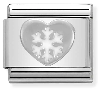 Nomination Classic Snowflake Heart Sterling Silver & Steel Enamel Charm 330204/02