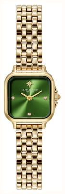 Olivia Burton Mini Grosvenor (20mm) Green Sunray Dial / Gold PVD Stainless Steel Bracelet 24000364