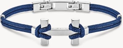 Amarrage Bracelet - Navy Blue Nylon And Brushed Stainless Steel