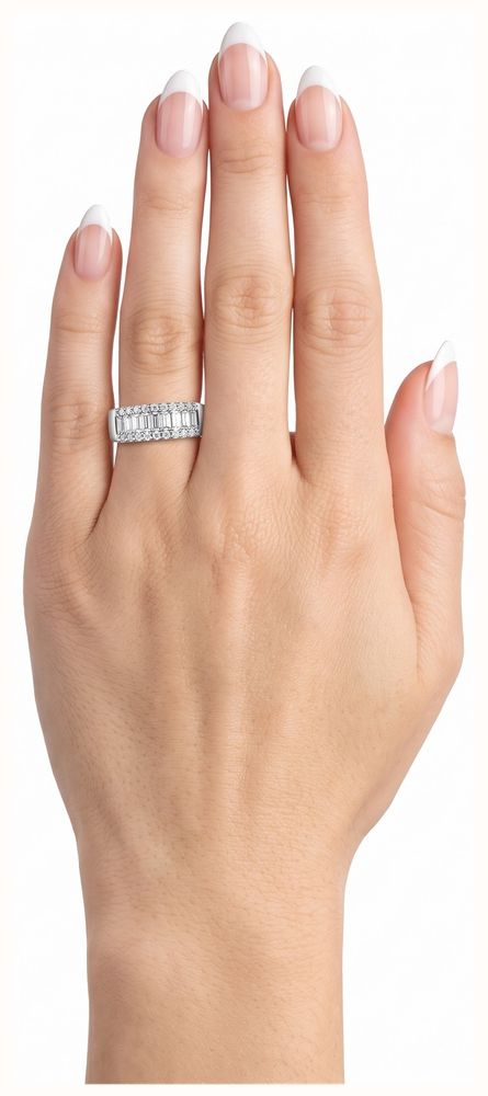 James Moore & Co 0.76ct Baguette And Round Brilliant Natural Diamond 9ct White Gold Half Eternity Ring J29842 - alternate view 4