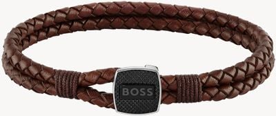 BOSS Jewellery Seal Brown Leather Bracelet 180mm 1580048M
