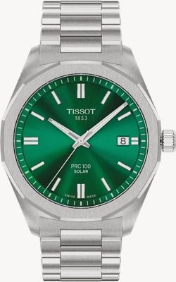 Tissot PRC 100 Solar (39mm) Green Sunray Dial / Stainless Steel Bracelet T1514221109100