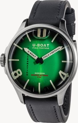 U-Boat Darkmoon Kama SS (46.5mm) Photochromic Green-Black Soleil Dial / Black Calfskin Leather Strap Watch 3342