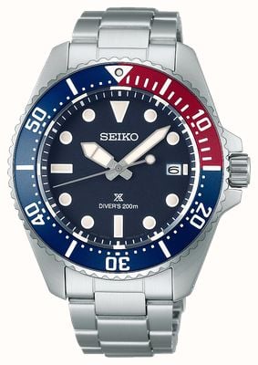 Seiko Prospex Solar Diver’s In Blue-Red-Blue (41mm) Blue Dial / Stainless Steel Bracelet SNE595P1