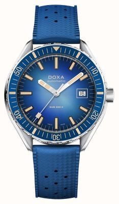 DOXA SUB 200 II Caribbean (44mm) Blue Gradient Dial / Blue Vintage-Inspired Rubber Strap 795.10.201.32