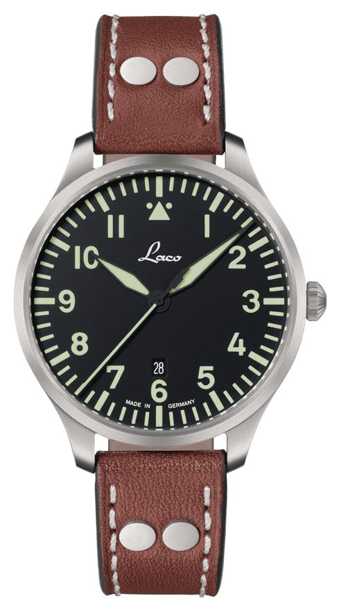 Laco 861807.2.D Genf.2.D Quartz (40mm) Black Dial / Brown Watch