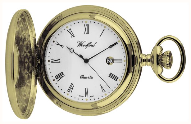 Woodford Quartz Gold Plated Half Hunter Pocket Watch 1212GOLD