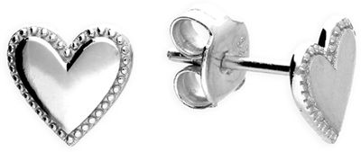 CME Leicester Limited Sterling Silver Heart Stud With Beaded Edge H6531/S