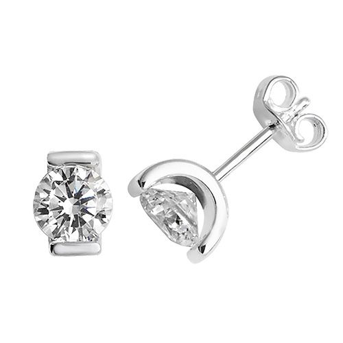 James Moore TH G51027 Sterling Silver Round Cubic Zirconia Jewellery