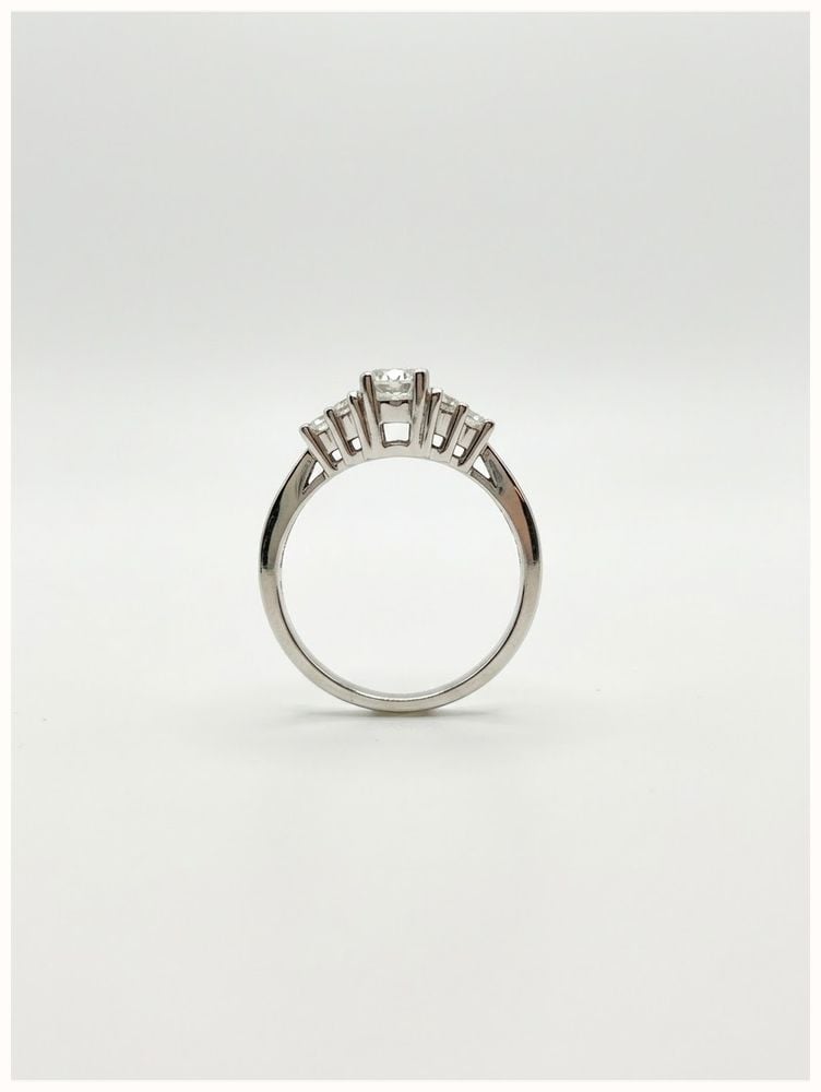 Pear & Round Brilliant Natural Diamond 18ct White Gold Trilogy Ring JM7649 - alternate view 3