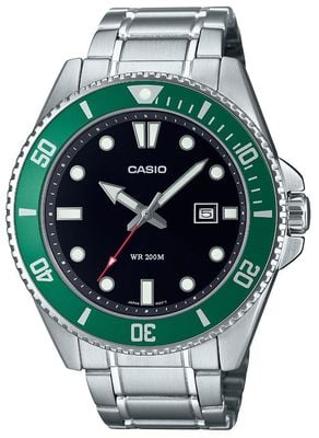 Casio Diver Watch Collection (46.3mm) Black Dial / Stainless Steel Bracelet MDV-107D-3AVEF
