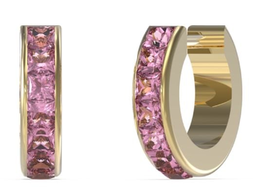 Guess "Huggie Me" Earrings Gold-Plated / Pink Crystal JUBE03134JWYGFCT/U
