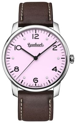Hanhart PIONEER Silva Rosé (38.5mm) Pastel Pink Dial / Dark Brown Leather Strap - M 782.230-8110