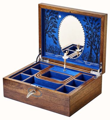 WOLF Swan Lake Ballet Musical Jewellery Box | Walnut Wood 190106
