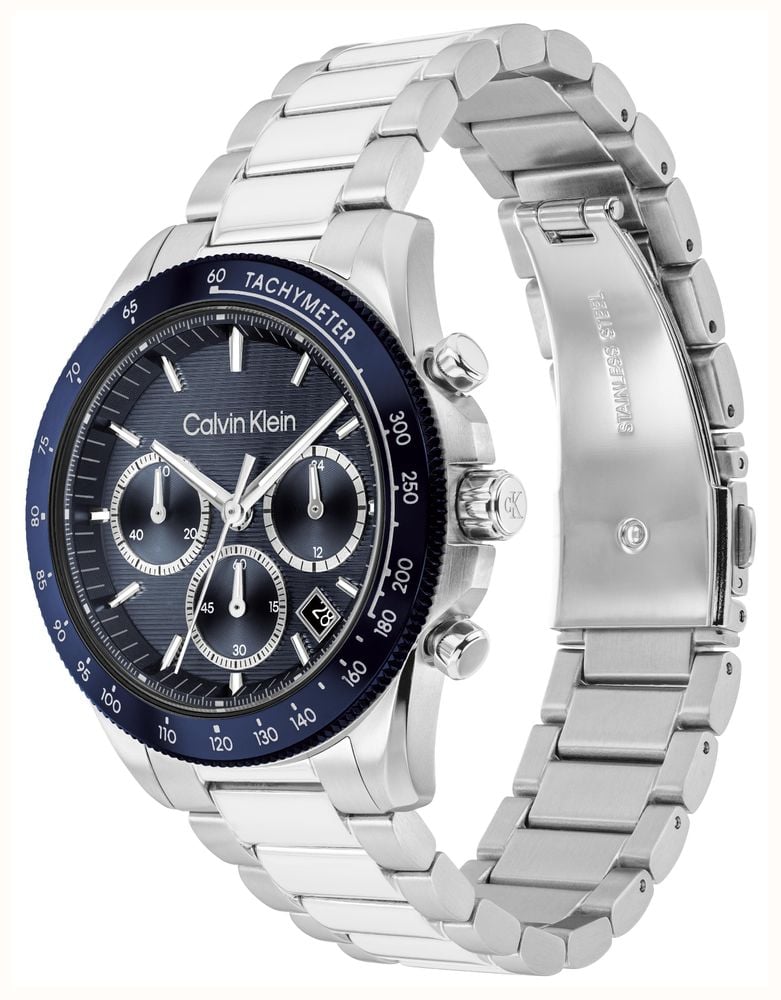 Calvin Klein Sport Luxe Quartz Chronograph (40mm) Blue Dial / Stainless Steel Bracelet 25200607 - alternate view 2