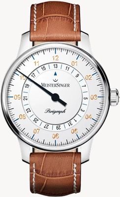 MeisterSinger Perigraph (38mm) White Dial / Brown Leather BM1101G
