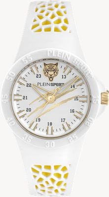 Plein Sport THUNDERSTORM 3-Hand (40mm) White Dial / White Silicone Strap PSBBA0323