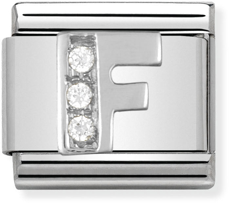 Nomination Classic Letter F Sterling Silver & Steel Cubic Zirconia Charm 330301/06