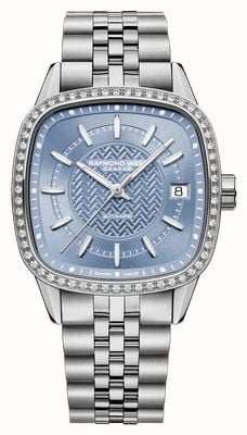 Raymond Weil Freelancer Cushion Automatic 60 Diamond (34mm) Ice-Blue Dial / Stainless Steel Bracelet 2490-STS-50061