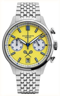 Duckworth Prestex Lostock Quartz Chronograph (40mm) Yellow Tennis Dial / Stainless Steel Bracelet D547-09 ST