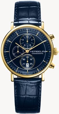 Herbelin Men's Inspiration Chronograph (40mm) Blue Dial / Blue Leather Strap 35647P15