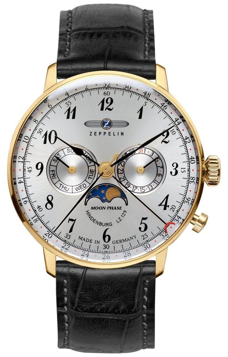 Zeppelin 7038-1 LZ 129 Hindenburg Moonphase (40mm) Silver Watch
