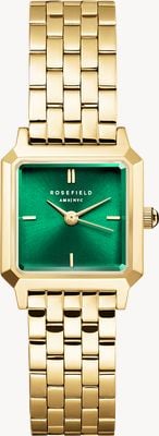 Rosefield Boxelle (19.5mm) Emerald Green Sunray Dial / Gold-Plated Stainless Steel Bracelet BEGSG-B05