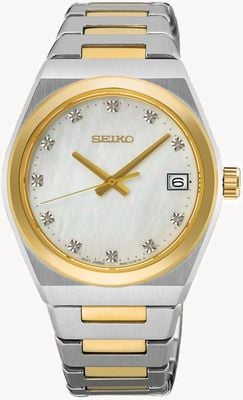 Seiko Essential Time Diamond (34mm) Mother-of-Pearl Dial / Two-Tone Stainless Steel Bracelet SUR604P1