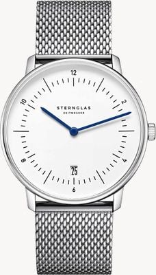 STERNGLAS Naos Quartz (38mm) White Dial / Stainless Steel Mesh Bracelet S01-NA44-MI04