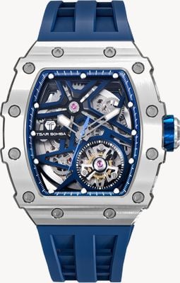 TSAR BOMBA Elemental Series Automatic (43.5mm) Blue Skeleton Dial / Blue Silicone Strap TB8209A-03