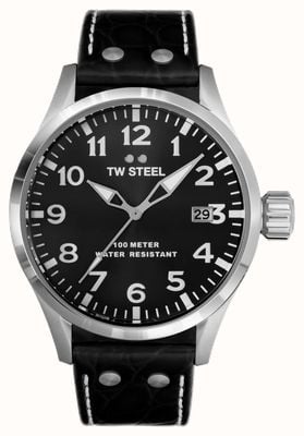 TW Steel Men's Volante | Black Dial | Black Leather Strap VS100