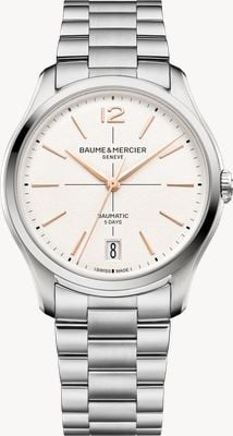 Baume & Mercier Clifton Baumatic (39mm) Off-White Grained Dial / Stainless Steel Bracelet 10793